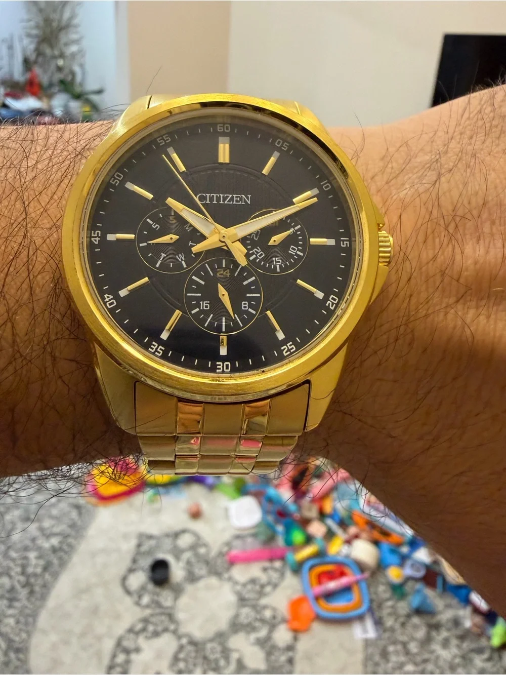 Citizen Gold Multi-Function Men's Quartz Blue Dial Watch AG8342-52L w/ Box 42mm